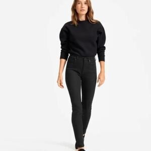 Everlane Women's High Rise Cotton Blend Skinny Jeans Black Wash Size 29